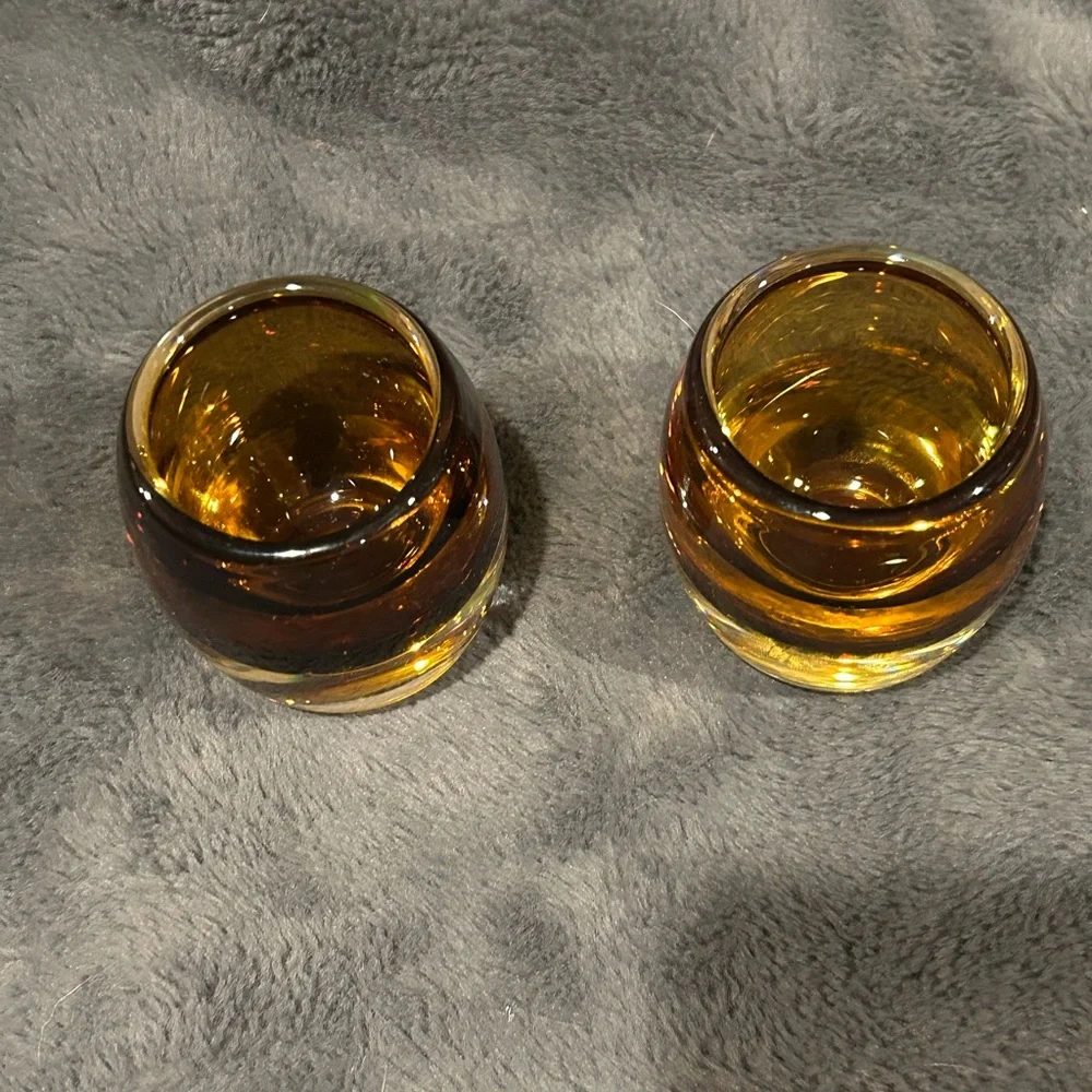 Crate&Barrel Amber Glass Diva Votive Candle Holders